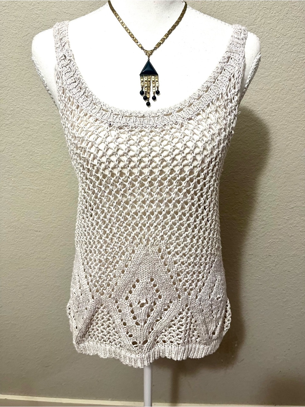 Vintage Havana Crochet Knit Tank Top in Light Lavender